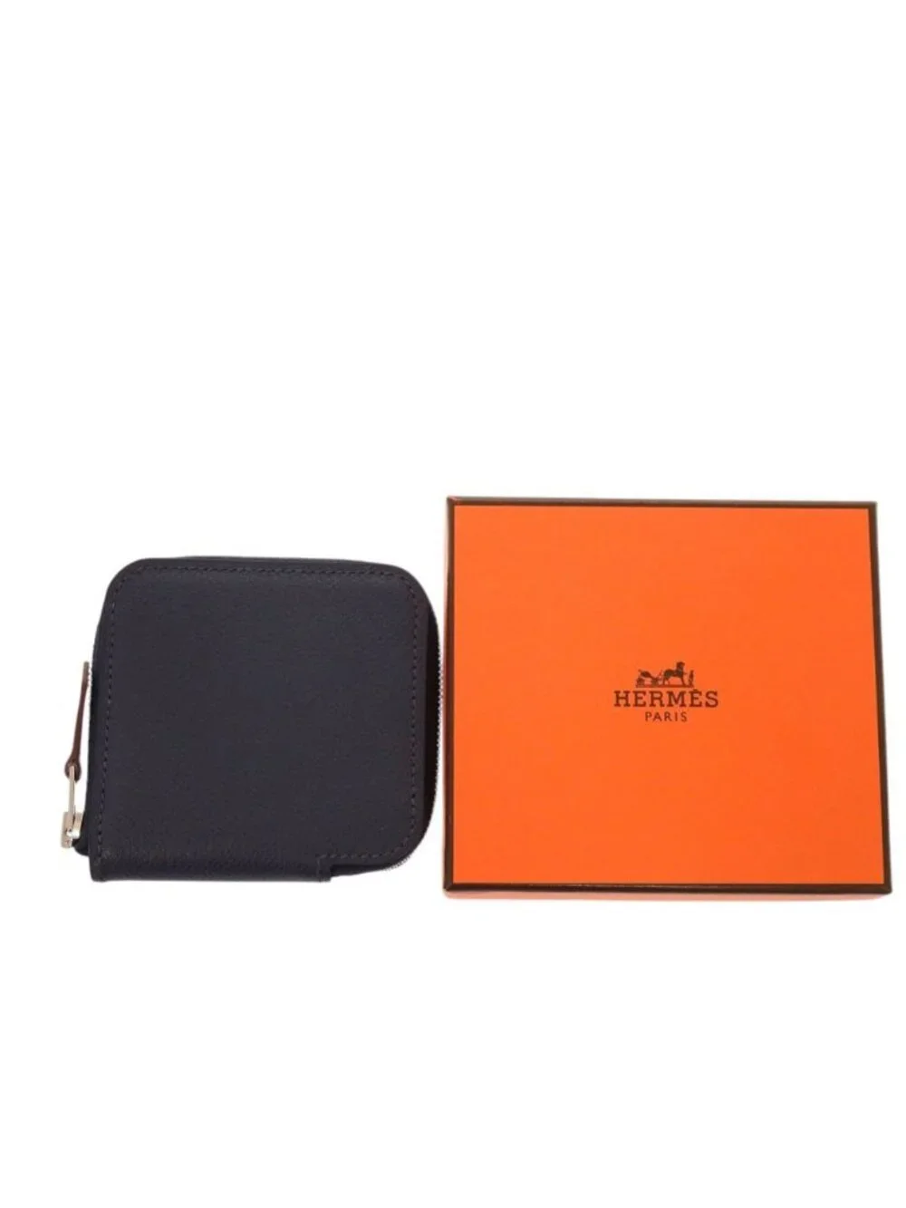 Hermes Azap Silk in Compact Mini Veau Blue Nuit Coin Case